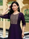 Sangita By Aanchi Rangeela Silk Fancy Embroidery Straight Cut Kurtis Exporters In India
